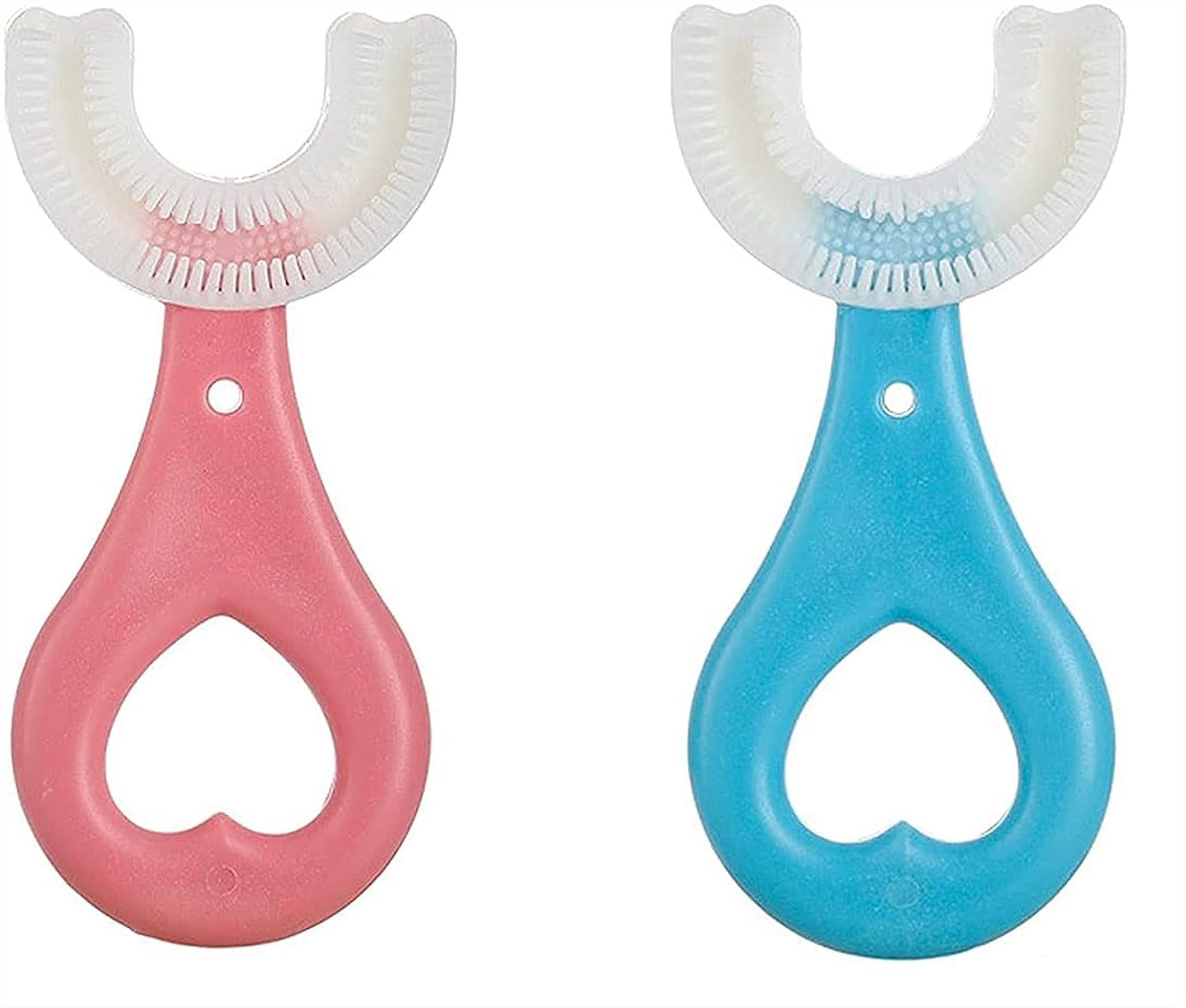 2 Pcs U-Shaped Toothbrush for Kids, U Shape Portable Baby Silicone Toothbrush