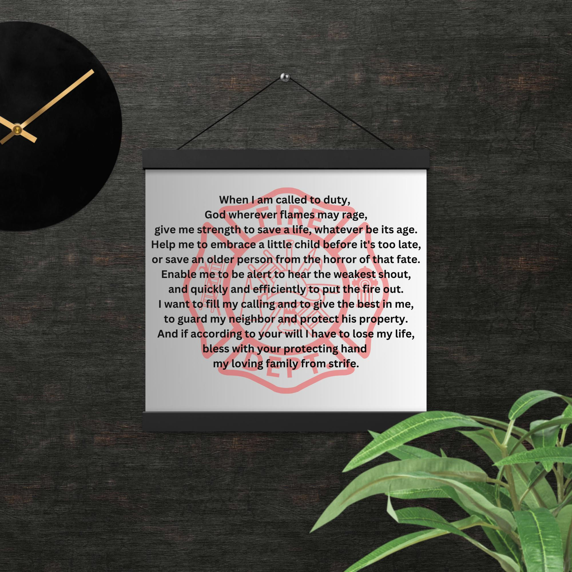 Firefighter Prayer Poster with Hangers