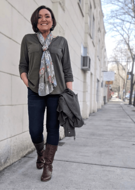 Butterfly scarf spring outfit