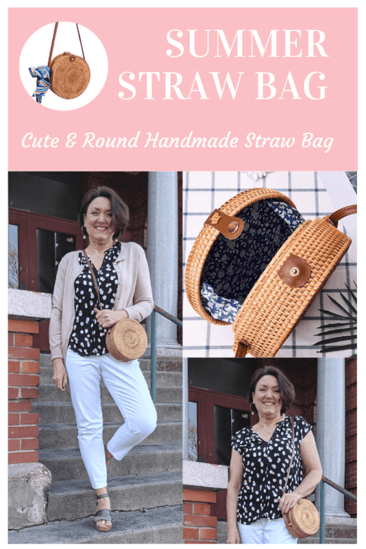 This cute and round handmade straw bag is perfect for everyday. Just the right size to hold all your daily essentials. #strawbag #summerfashion