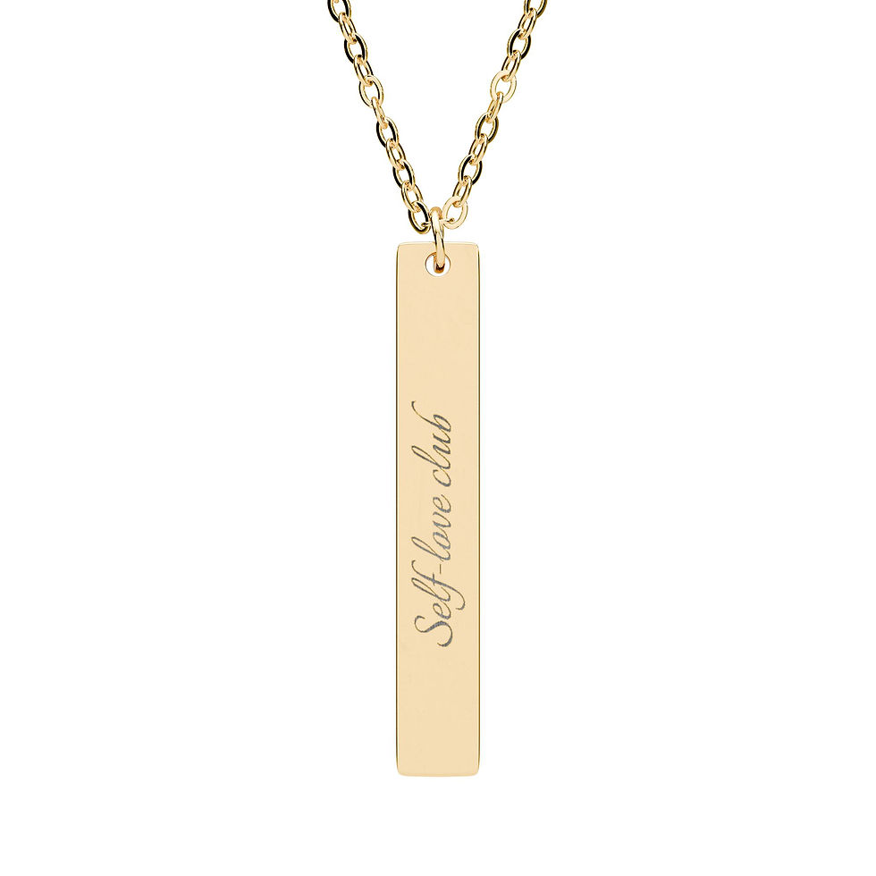 Thumbnail: "Self-Love Club" Engraved Vertical Bar Necklace
