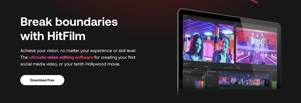 An advertisement for HitFilm software