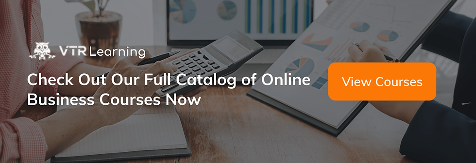 A call to action for readers to take online business courses with VTR Learning