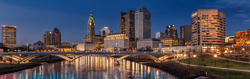 The skyline of Columbus, Ohio, representing the Ohio CPA CPE requirements
