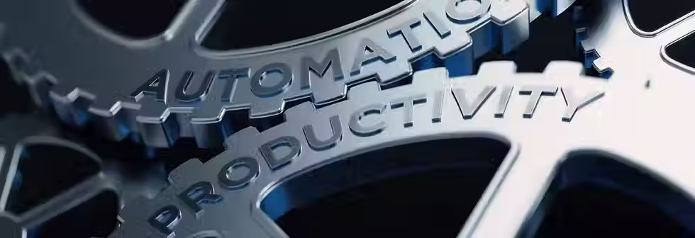 Two gears labeled automation and productivity, showing the benefits of automation for business
