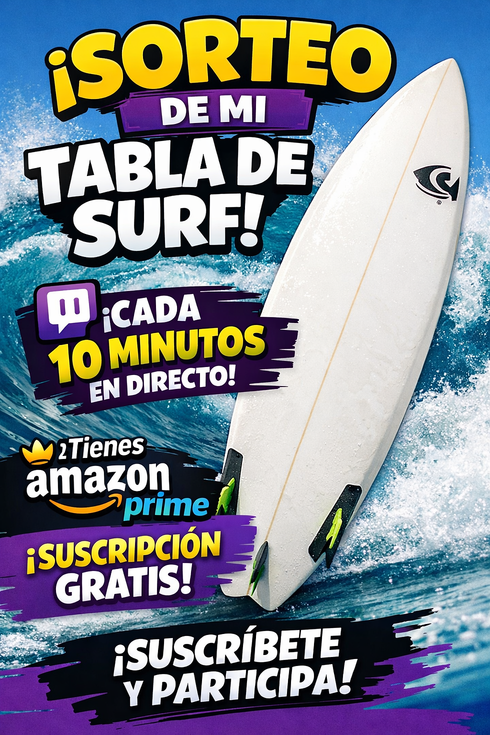 Vista frontal de una tabla de surf blanca apoyada en la arena de una playa al atardecer