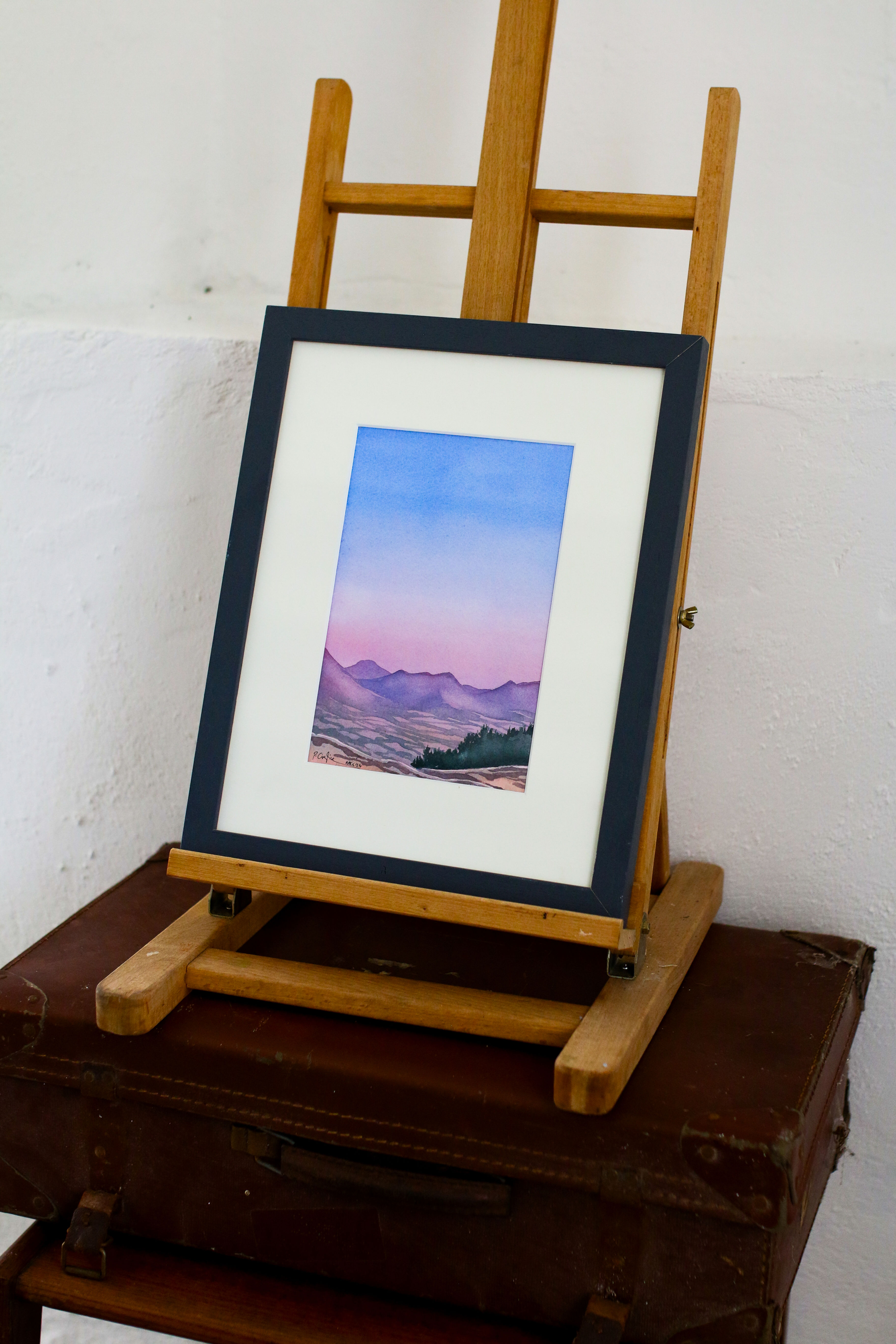 Knockchree, dawn breaking, Framed Watercolour