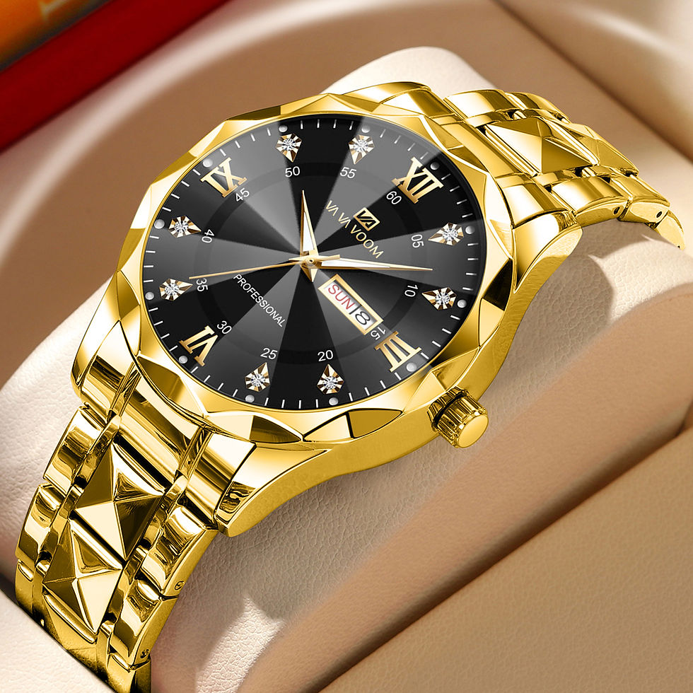 Thumbnail: Men Watch Water Diamond Luxury Night Glow Double Calendar Quartz Movement 41mm B