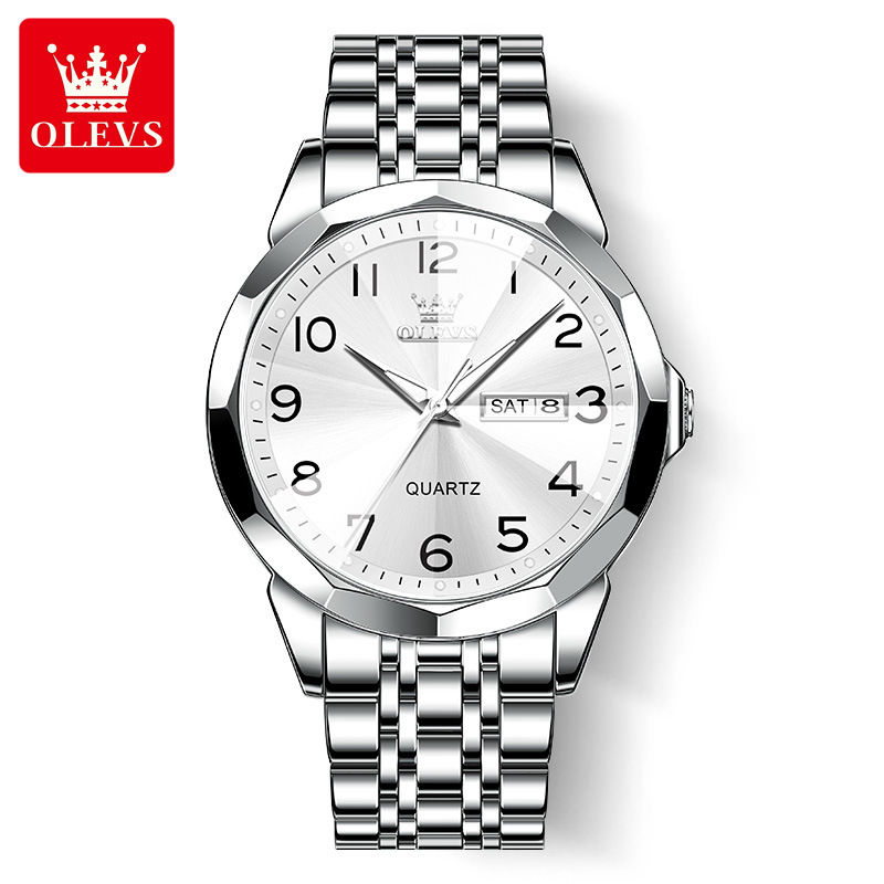 Thumbnail: OLEVS Original Luxury Brand Watch for Men Waterproof Silver Stainless Steel Clas