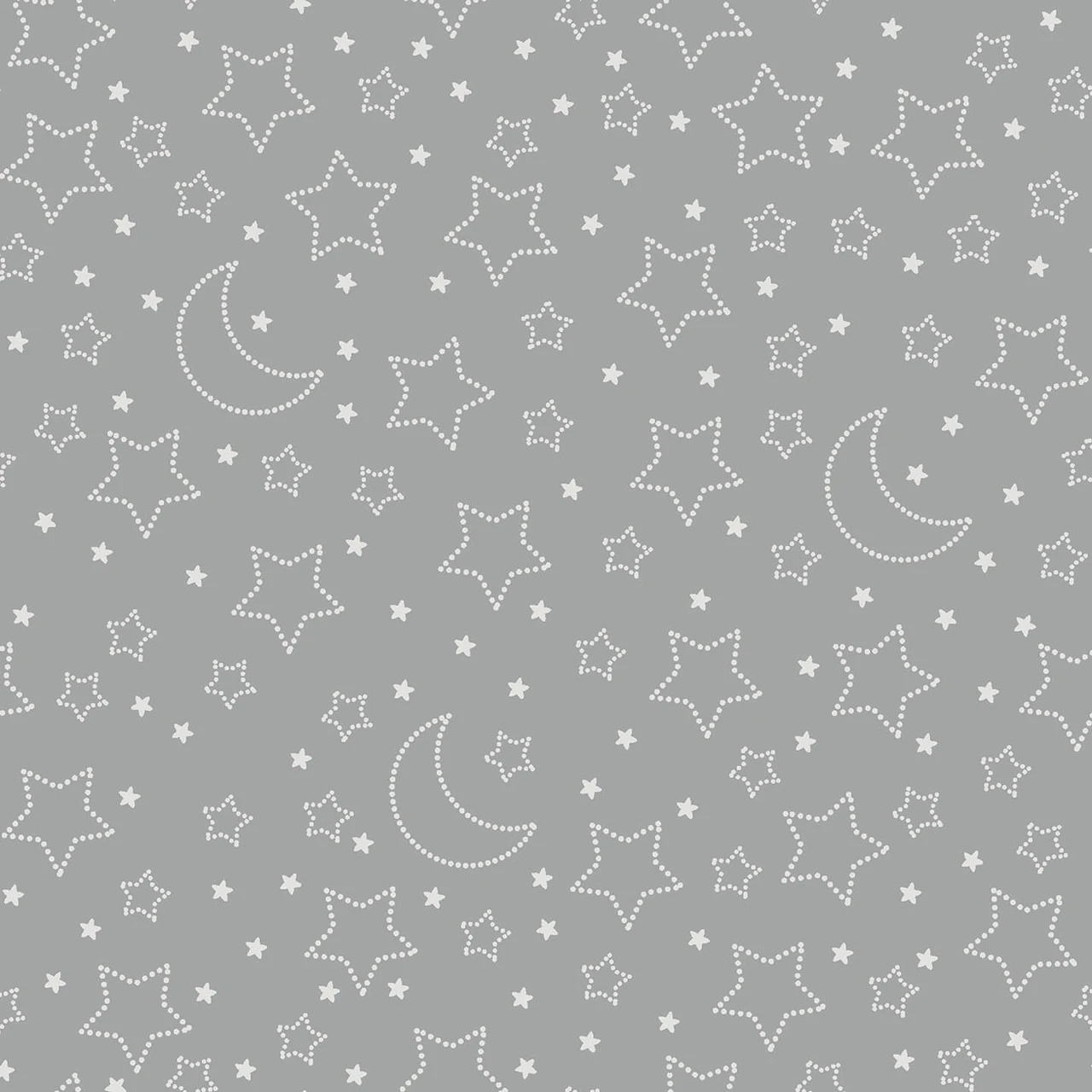 60" Gray Moon & Stars - Moonlit Dreams Minky - Studio E - Victoria Hutto