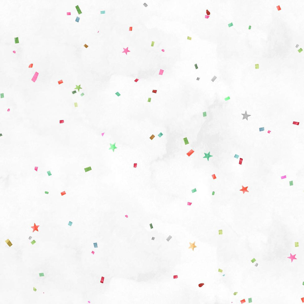 Rainbow Confetti Tissue minky by Goldi L. Studio for Henry Glass, with colorful stars and confetti on a white background.