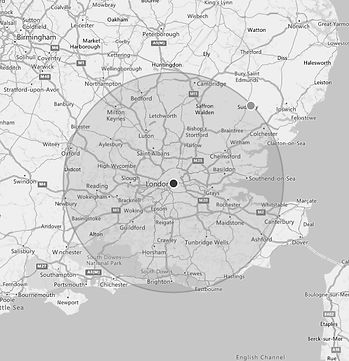 50 Miles from london Map