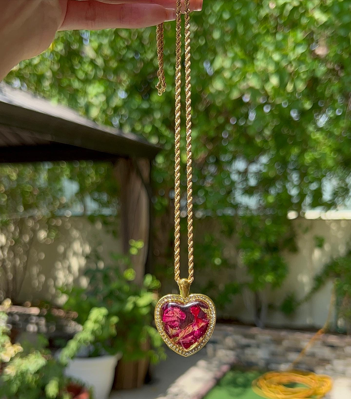 Gold heart shaped necklace