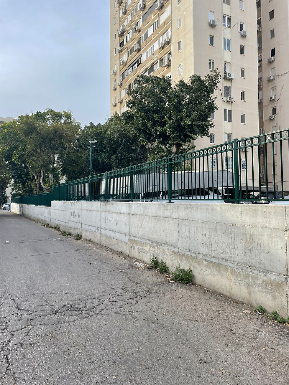 חומה עם גדר ירוקה
