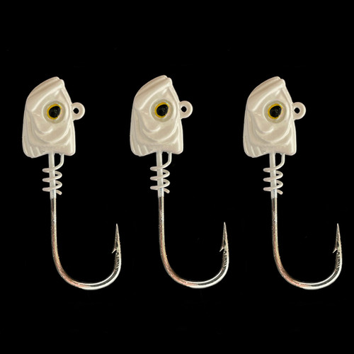 3 pack) "Pearl White" Commando Swimbait Heads Battle Baits