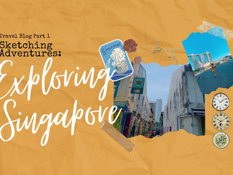 A collage of Singapore images. Scapbook inspired. Travels of illustrator Darlee Urbiztondo also known as Happylee