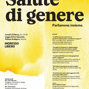 Lunedì 23.03.2026, ore 14.30 presso Loggia di Frà Giacondo, Palazzo Scaligero, Verona: Salute di Genere. Parliamone Insieme