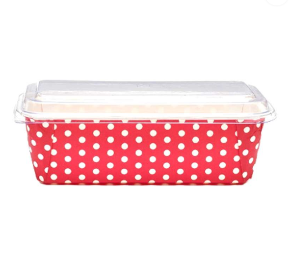 10 Pcs 250 Grams Bake N Serve Plum Mould with Lid – Red Polka Dots