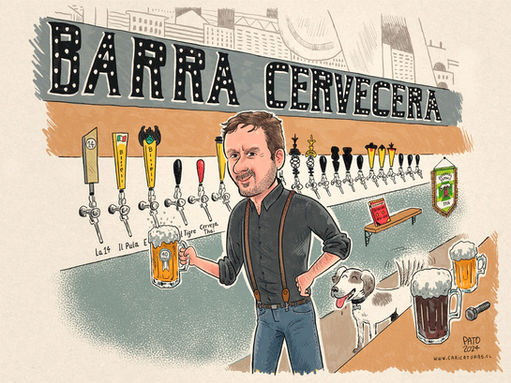 Caricatura en una barra cervecera