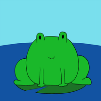 Gif of a frog jumping to a lilypad
