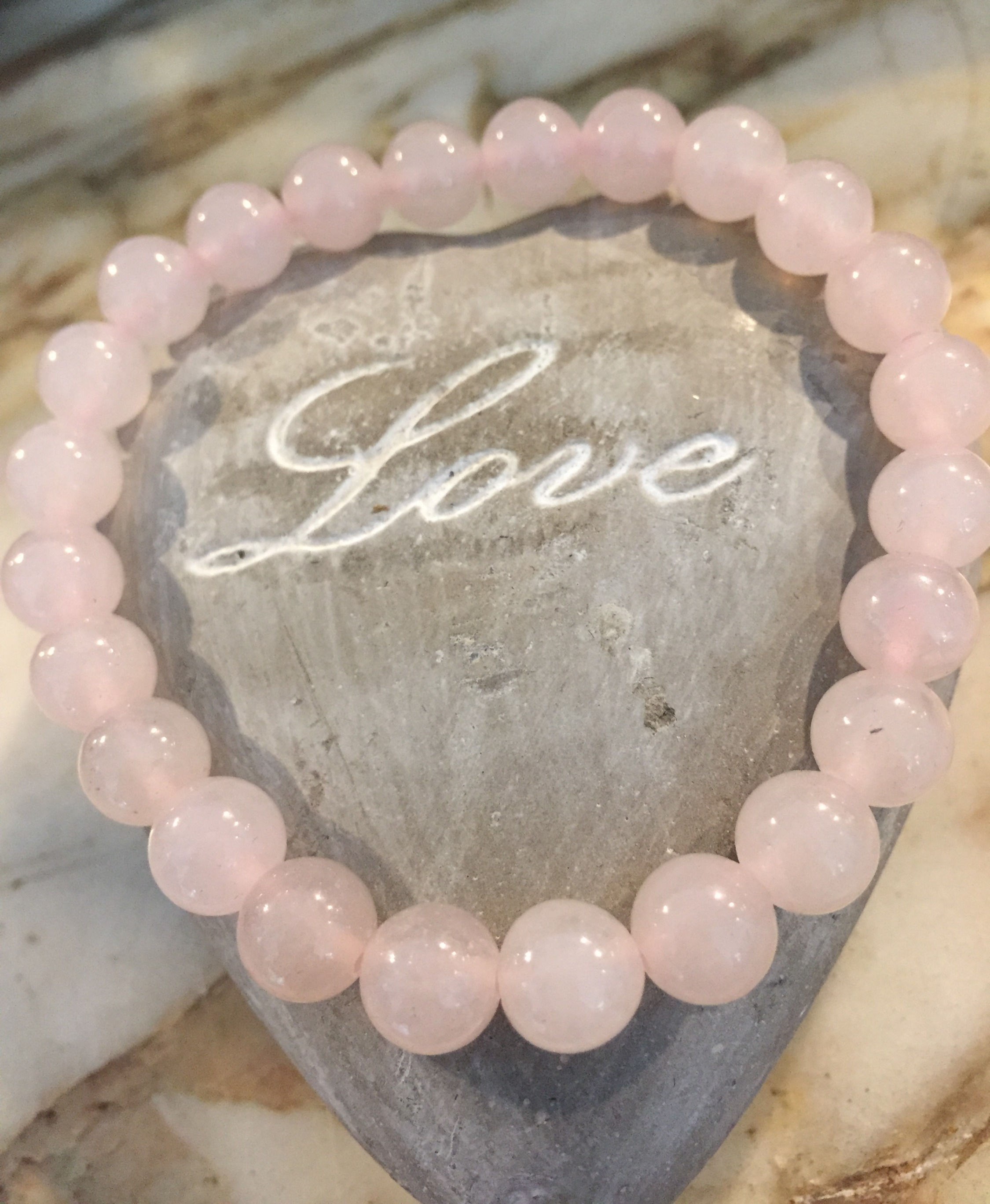 Quartz Rose brillant ou mat Bracelet Boule 08mm