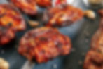 Deep Grilled Hot and Spicy Bbq Chicken Thighs on a Skewer Close Up. Macro Photo of Appetiz