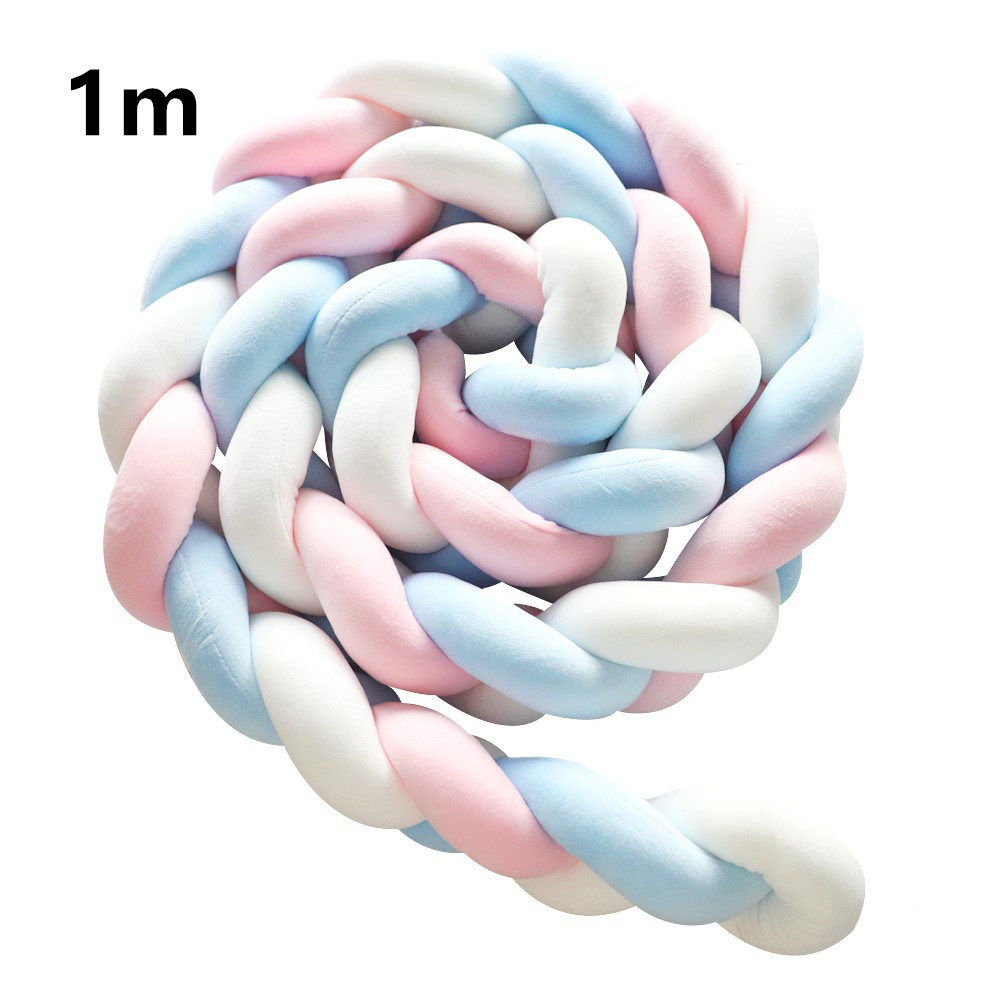 Heightening Baby Braided Crib Bumpers 4 Strip Knot Long Pillow Cushion Bedding R