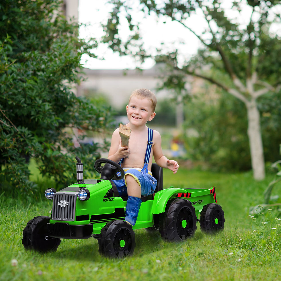 Toy Tractor with Trailer,3-Gear-Shift Ground Loader Ride On with LED Lights