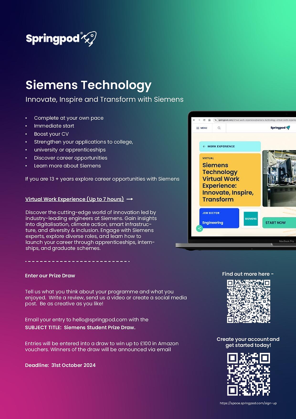 Raf Springpod Virtual Work Experience with Siemens Technology (Yrs 10-13)
