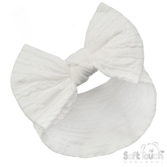 White cable bow head band 0-12M