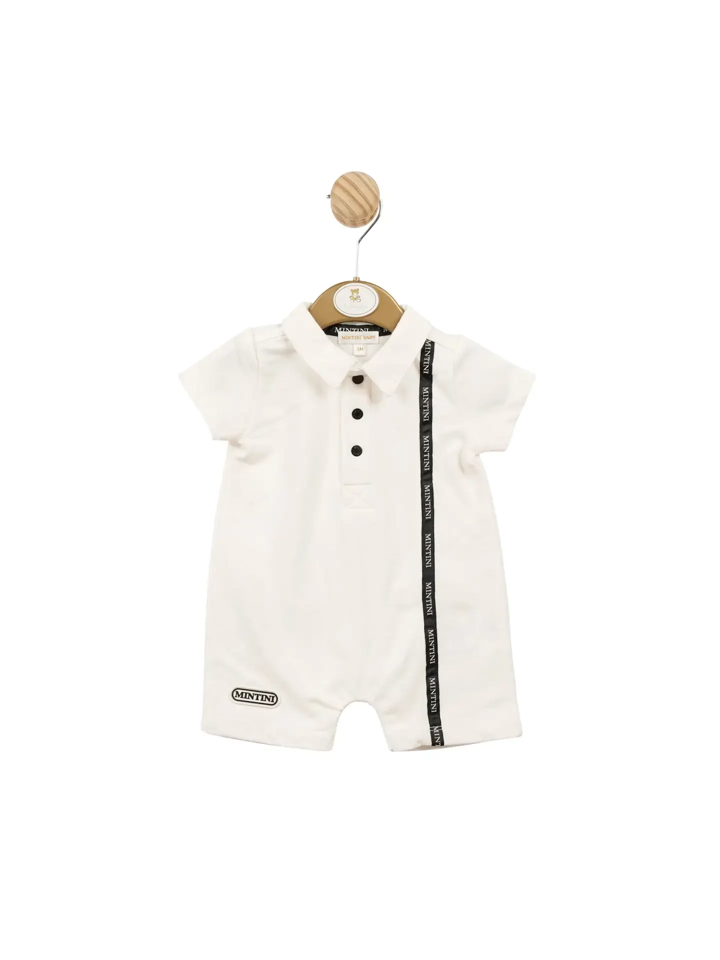 Mintini Baby Black and White Romper with tape romper
