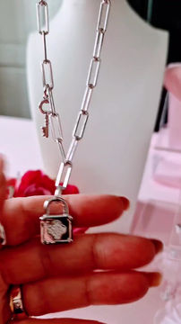 Thumbnail: Padlock & Key paper clip chain necklace 