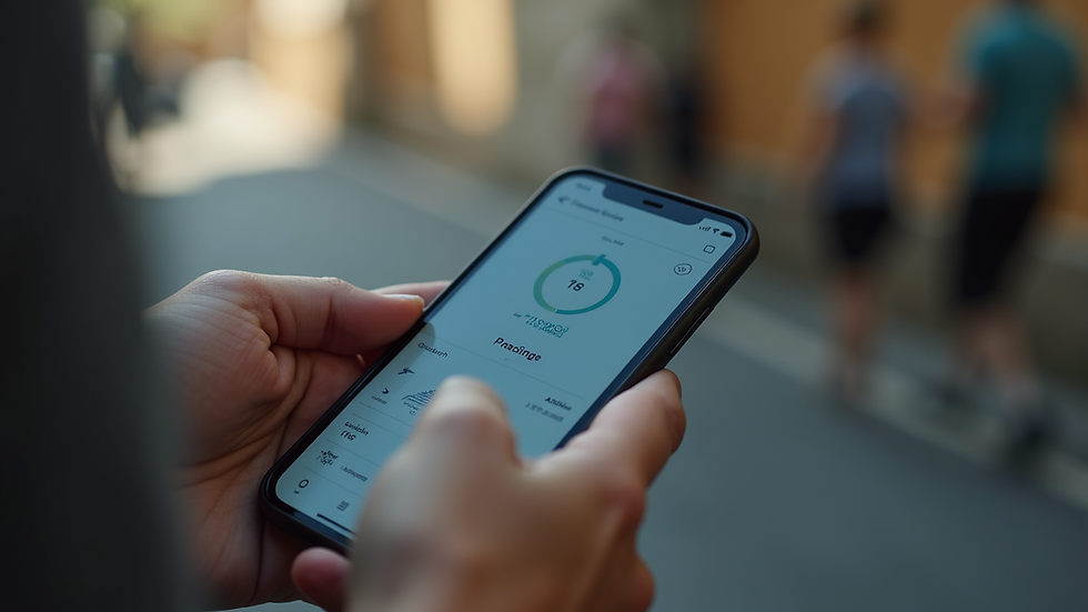 Close-up view of a smartphone displaying a fitness tracking app