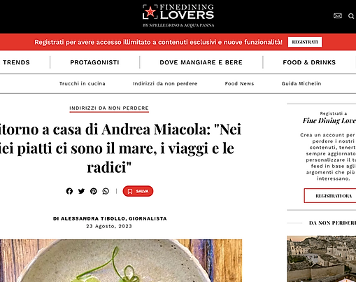 Il ritorno a casa di Andrea Miacola: "Nei miei piatti ci sono il mare, i viaggi e le radici"