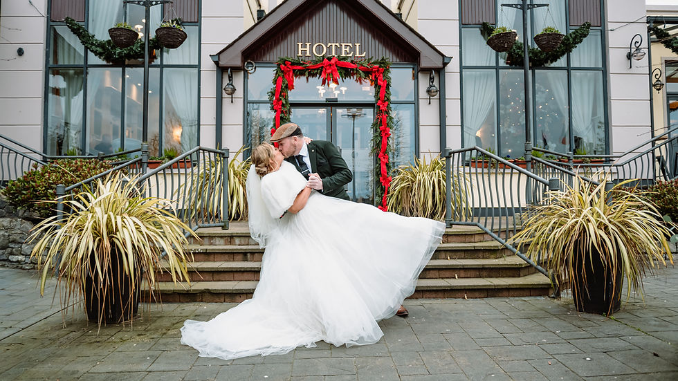 Picture shows a bride and groom dancing their first dance in the Leighinmohr House Hotel in Ballymena.