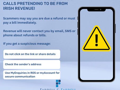 ROI: Beware of scam emails, texts & calls pretending to be from Irish Revenue!