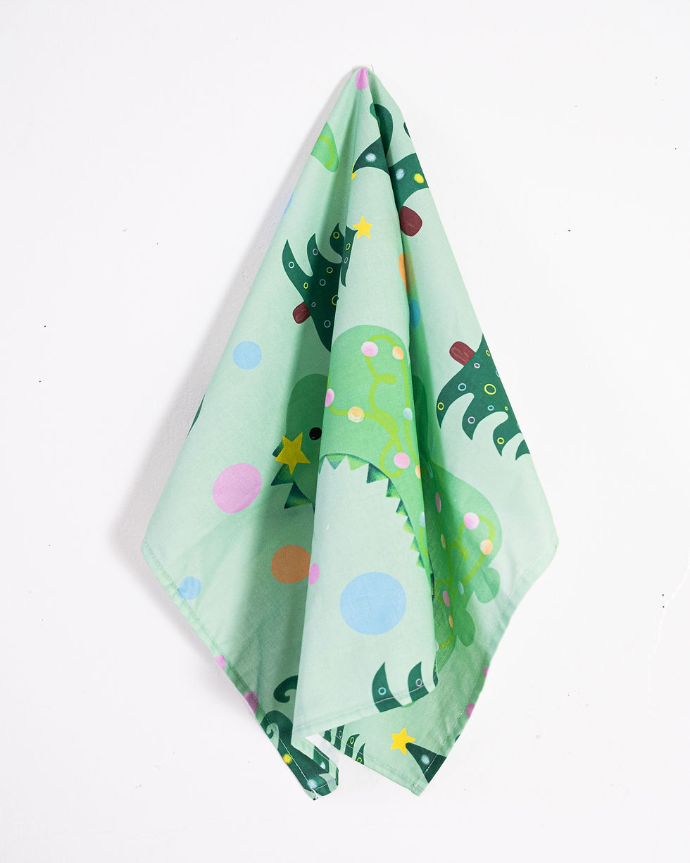 Thumbnail: Dinosaur Christmas tea towel