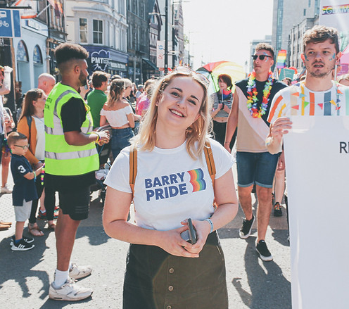 Hannah Isted. Social Media Manager from Barry Island South Wales supporting Cardiff Pride 2019 and representing Barry Pride