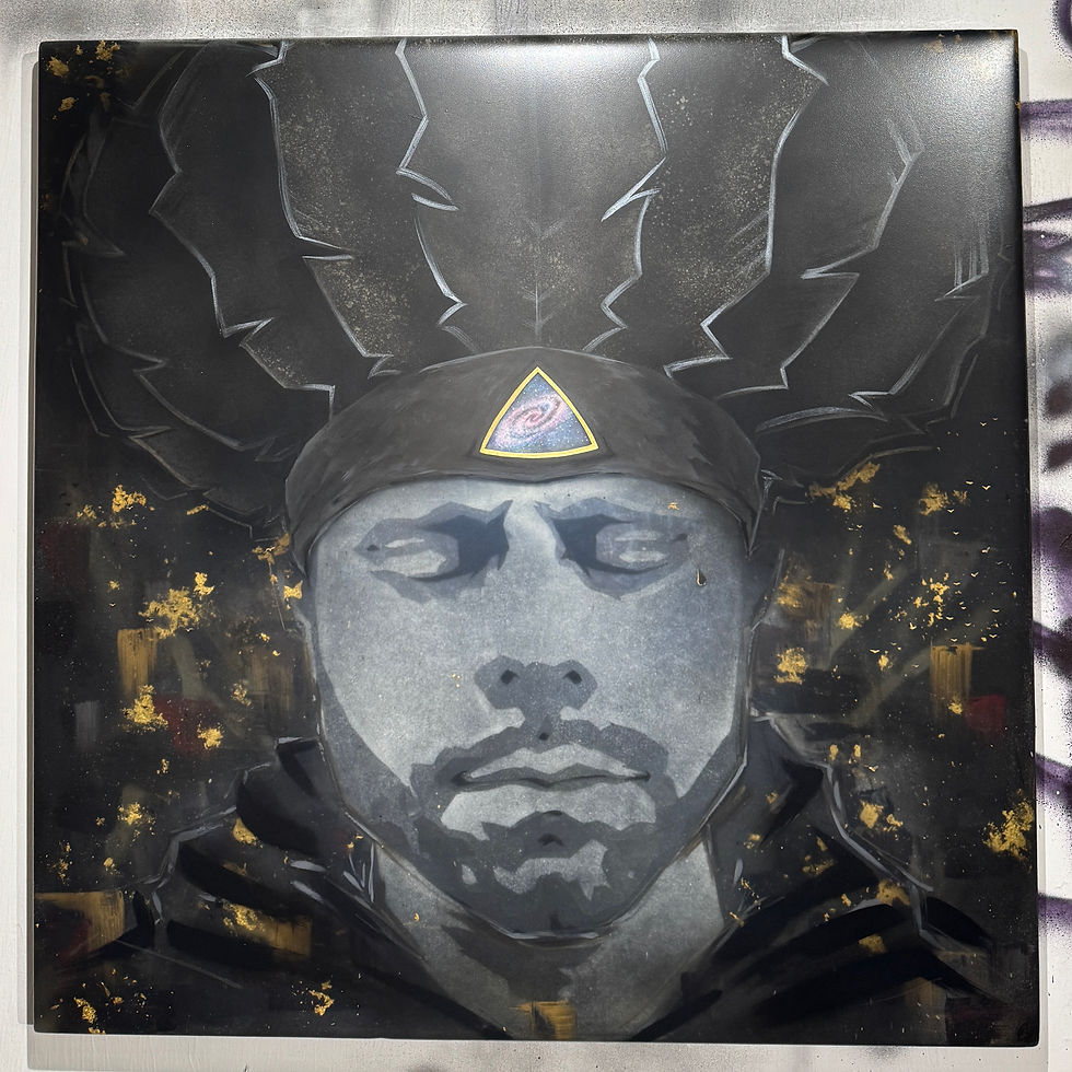 The Visionary, 48"x48" Layered Mixed Media on Wood (Private Commission)