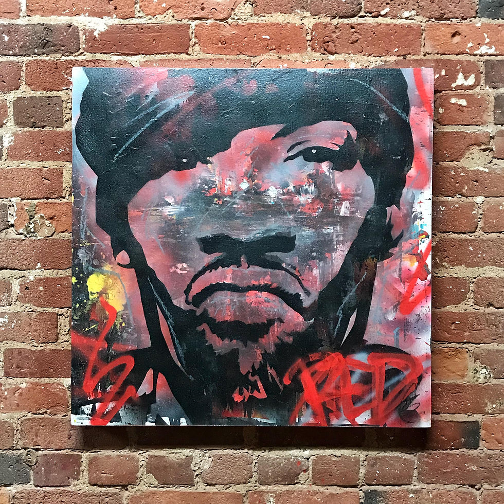 Redman, 24"x24" Mixed Media on Wood (Raptivated Collection- Sold)