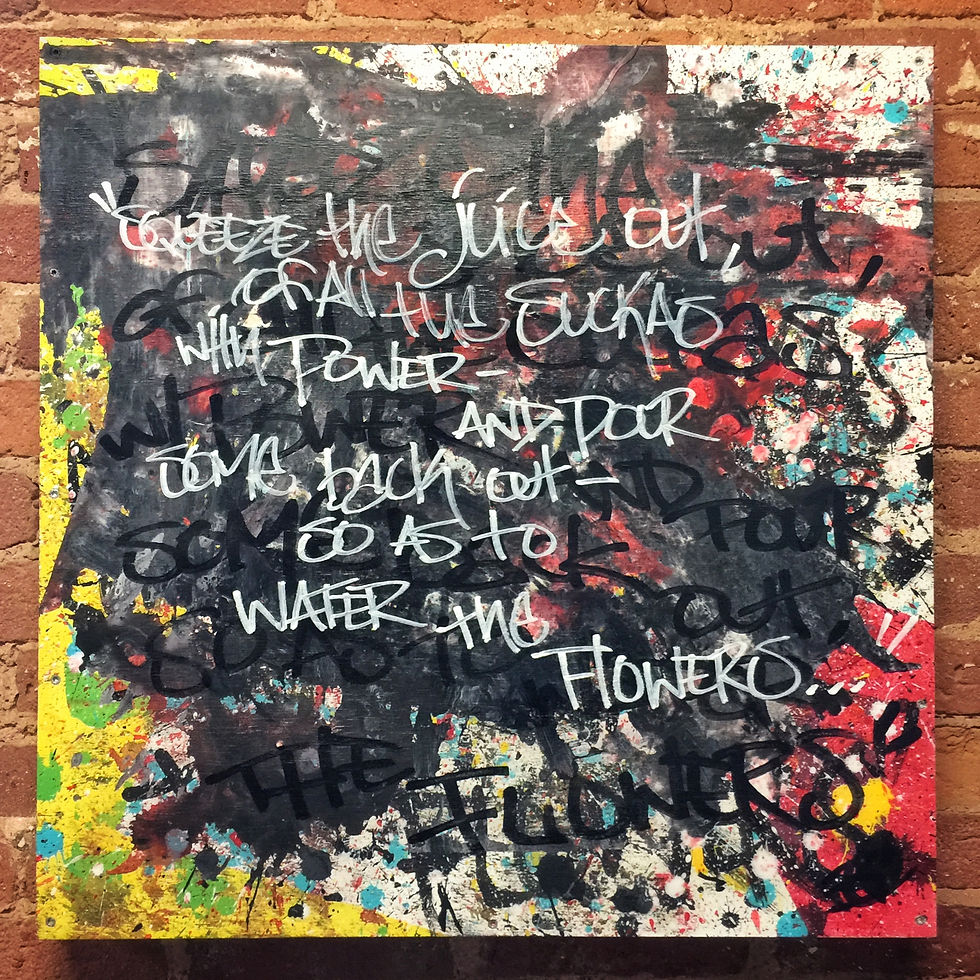 Robbin Hood Theory, 24"x24" Mixed Media on Wood (Abstractionary Collection- Sold)