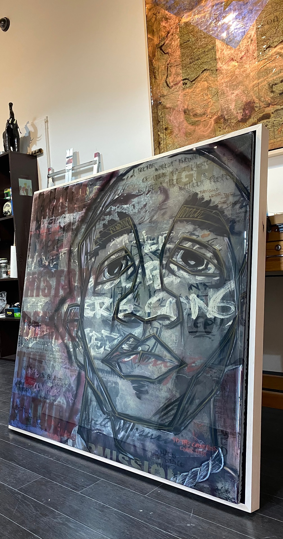 The Visionary, 48"x48" Layered Mixed Media on Wood (NFS)