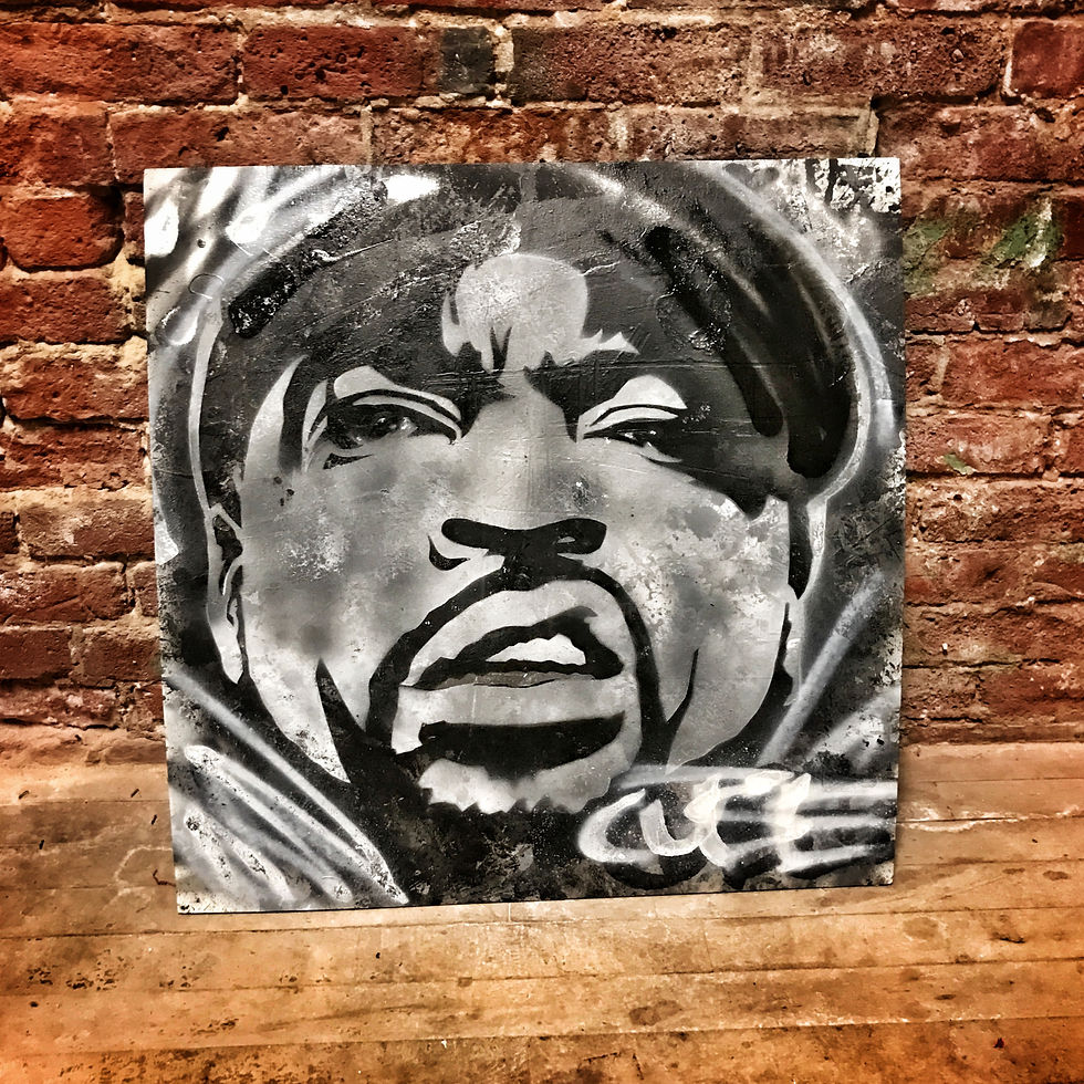Ice Cube, 24"x24" Mixed Media on Wood (Raptivated Collection- Sold)