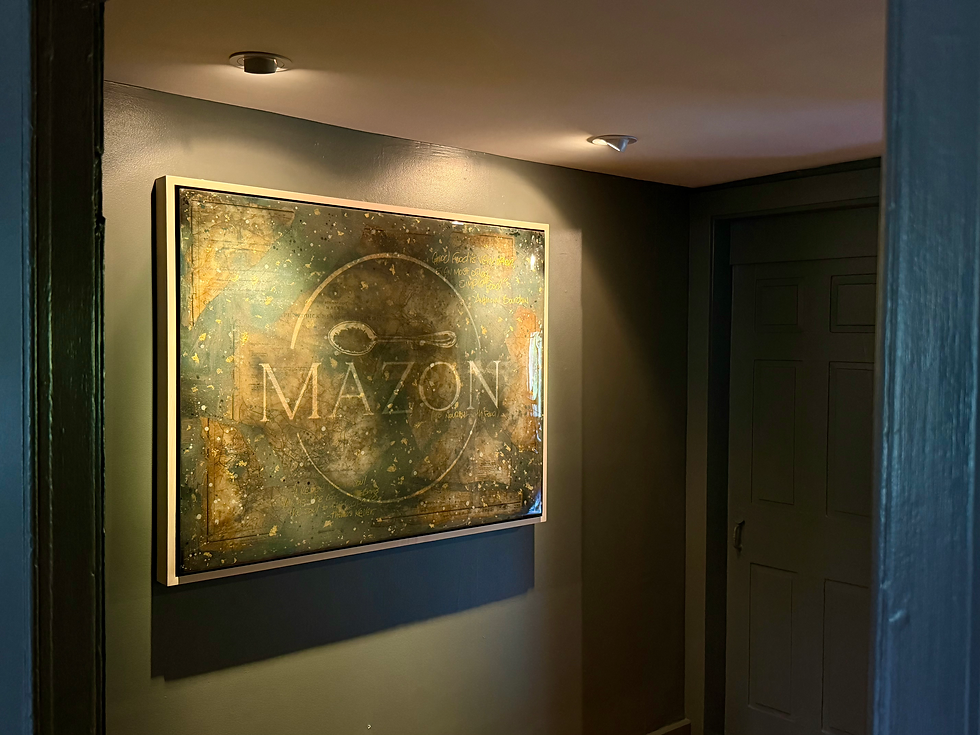 Mazon Assemblage, 48'x36" Layered Mixed Media on Wood (NFS)