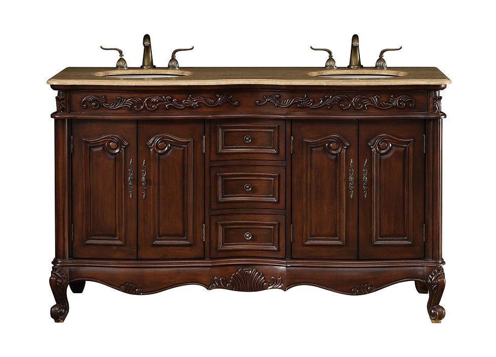 Thumbnail: 60" Saturn Double Sink Vanity with Travertine Marble Top