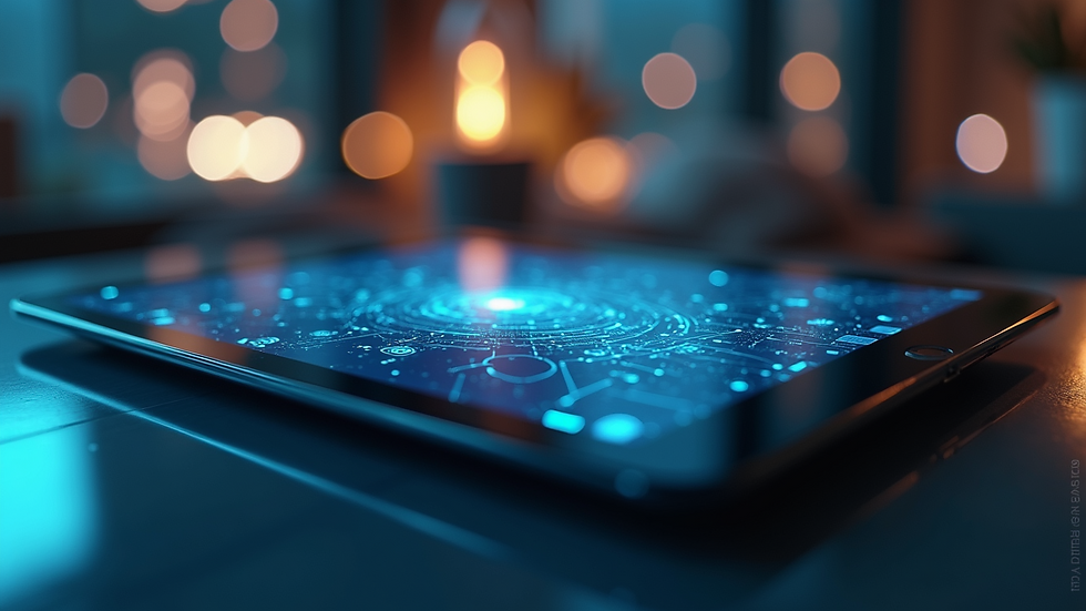 Close-up view of a digital tablet displaying AI-generated graphic design