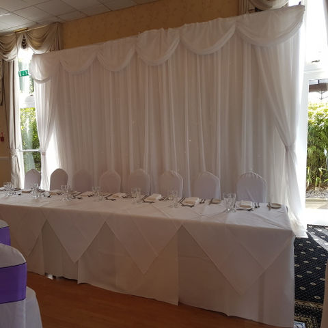 Our starlit twinkle backdrop and draping hire is perfect for your special wedding day. Available to hire in the North West, Cheshire and Lancashire areas