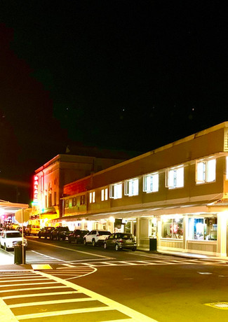 Our beautiful office glows in the night!