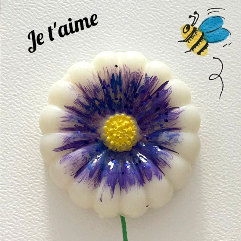 Miniature : Fondant Parfumé Fleur et son Support Dessiné Main