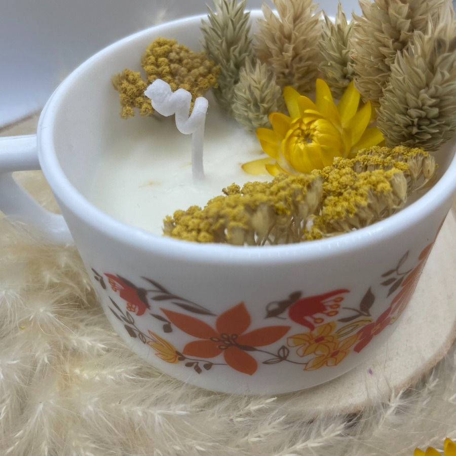 Bougie Tasse Flore Fleur de coton